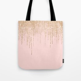 Luxury Blush Pink Gold Sparkly Glitter Fringe Tote Bag