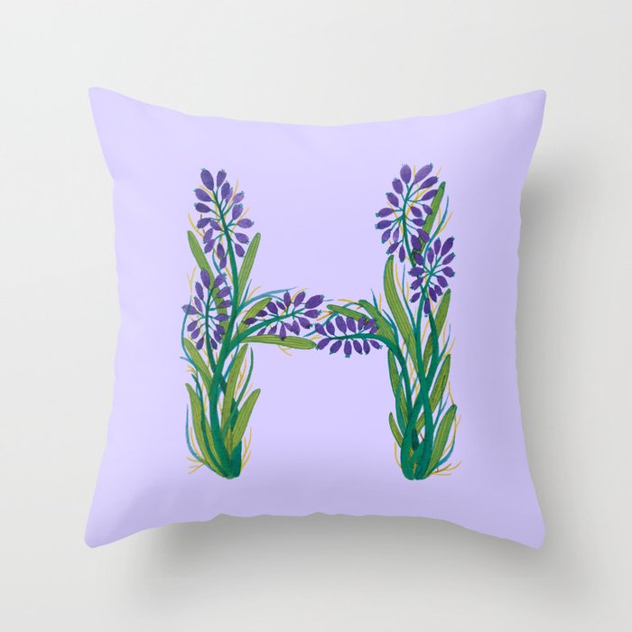 Leafy Letter H Throw Pillow