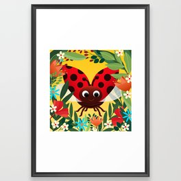 Happy Ladybird Ladybug Beetle Framed Art Print