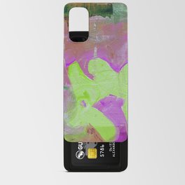 Colorful graffiti. Modern abstract colorful painting with hand-painted texture. Terracotta-pink-green painting with splashes, drops of paint, paint smears, letters.  Android Card Case