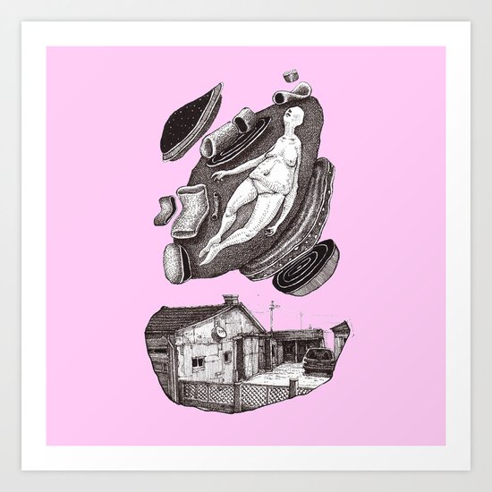 house, and invasion Art Print