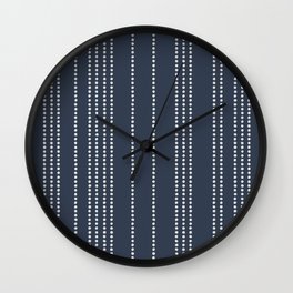 Ethnic Spotted Stripes in Blue Wall Clock