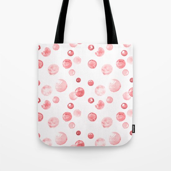 Wewak Pink Watercolors Polka Dots Tote Bag
