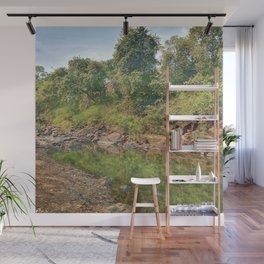riverside impressionism painted realistic scene Wall Mural