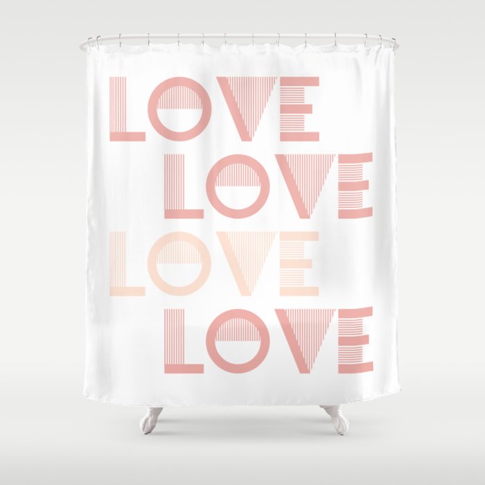 LOVE Pink Pastel & White colors modern abstract illustration  Shower Curtain