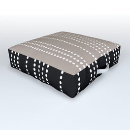 Ethnic Spotted Stripes, Mocha and Black Outdoor Floor Cushion