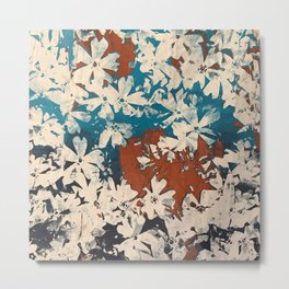 Weston Flowers, blues & browns Metal Print | Pattern, Flower, Autumn, Blooming, Screenprint, Drawing, Abstrct, Gradient, Floral 
