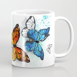 Flying Butterflies Morpho and Monarch Coffee Mug