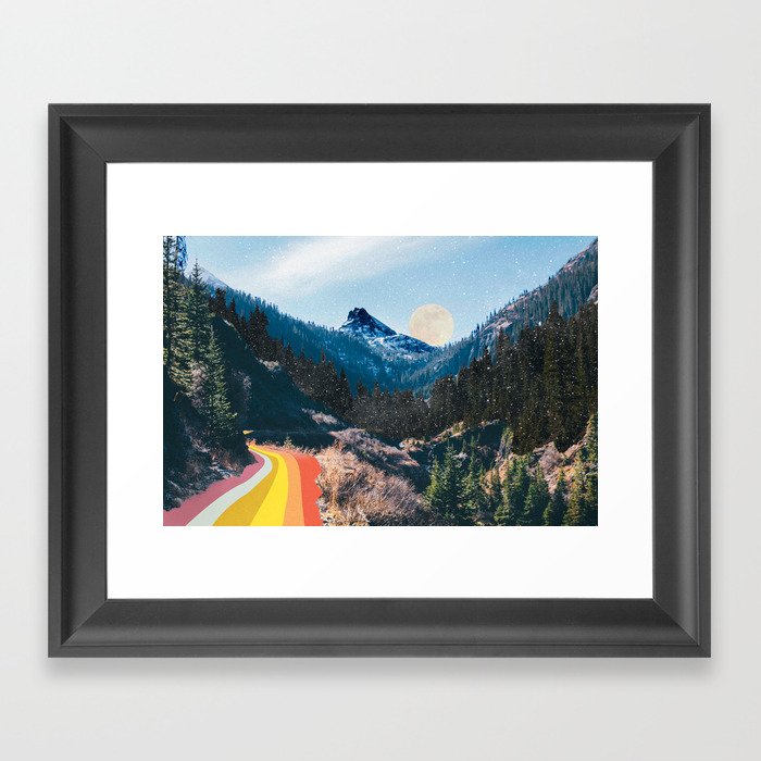 1960's Style Mountain Collage Framed Art Print
