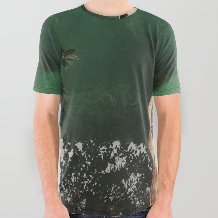 China Photography - Boat Floating Over The Turquoise Water All Over Graphic Tee