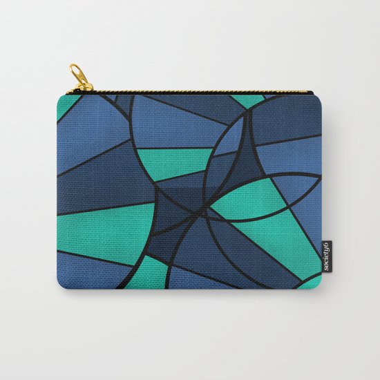 With blue turquoise and black abstract pattern . Carry-All Pouch
