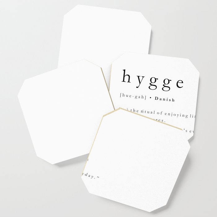 Hygge Minimalist Typography Definition Coaster