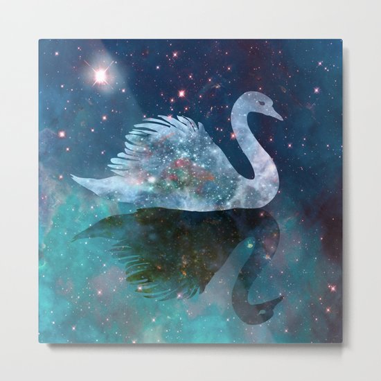Sparkly Swan Metal Print
