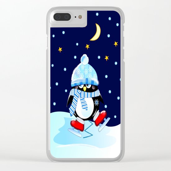 The skating penguin Clear iPhone Case