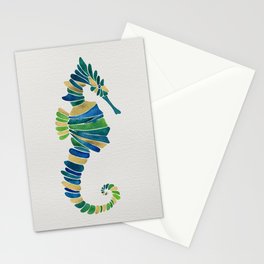 Seahorse – Watercolor & Gold Stationery Card