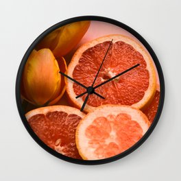 Citrus and Tulips Wall Clock