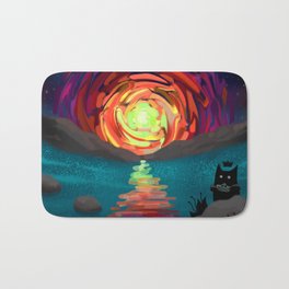 Shadow Tales: March Bath Mat | Night, Paperboat, Cool, Cat, Mountains, Creepycute, Stars, Monster, Digitalillustration, Deartreehouse 