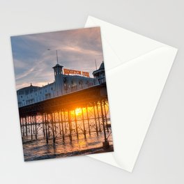 Great Britain Photography - Sunset Over Brighton Palace Pier Amusement Park Stationery Card