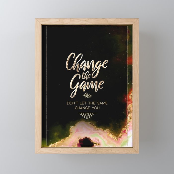 Change The Game Rainbow Gold Quote Motivational Art Framed Mini Art Print