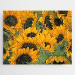 Bright Yellow Summer Sunflower Garden Jigsaw Puzzle