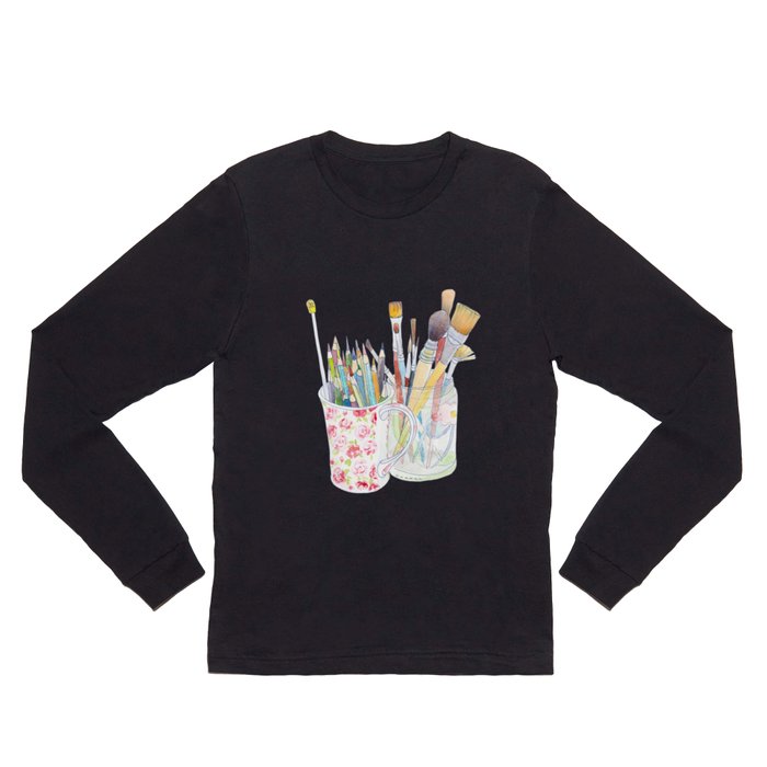 Art Tools: pencils and brushes (ink & watercolour) Long Sleeve T Shirt