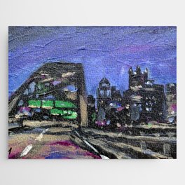 Fort Pitt Bridge. Pittsburgh Jigsaw Puzzle | Olgamendenhall, Skyline, Steelcity, Acrylic, Nightcity, Painting, Abstract, Pittsburgh, 412, Popart 