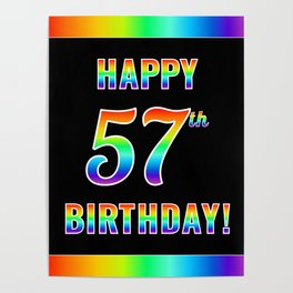 [ Thumbnail: Fun, Colorful, Rainbow Spectrum “HAPPY 57th BIRTHDAY!” Poster ]