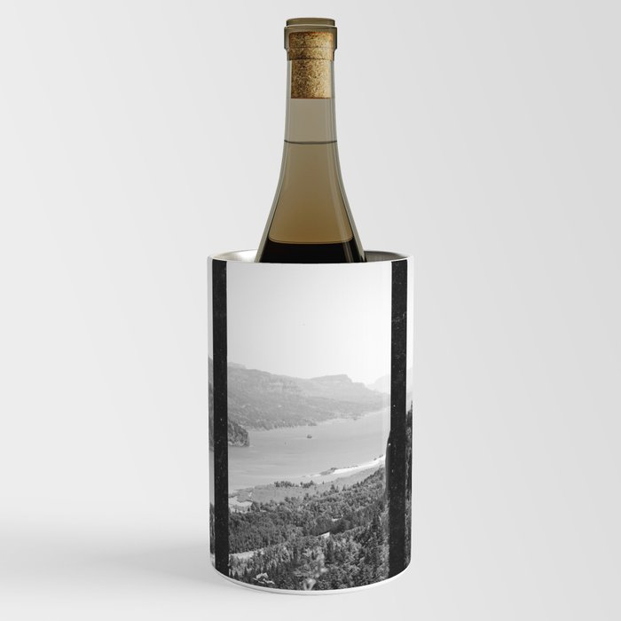 Window to Oregon and the Columbia River Gorge | Black and White Photography Wine Chiller