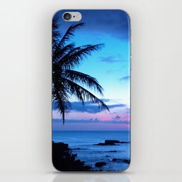 Tropical Island Beach Ocean Pink Blue Sunset Photo iPhone Skin