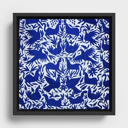 Otomi dark blue Framed Canvas