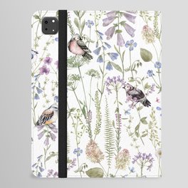 Hand Painted Watercolor Wildflowers And Birds Meadow iPad Folio Case
