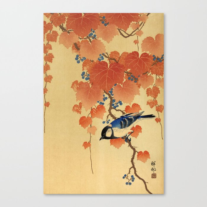 Great Tit on Paulownia Branch, 1936 by Ohara Koson Canvas Print