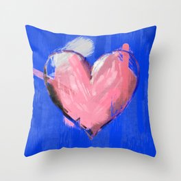 Big brushstrokes soft pink heart Throw Pillow