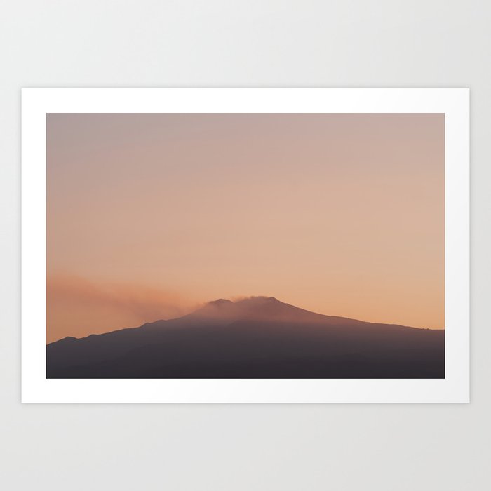 Etna Volcano at Sunset in Sicily, Italy Art Print