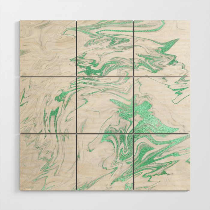 Mint & Gold Marble 08 Wood Wall Art