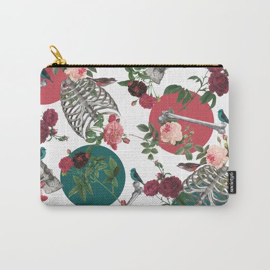 Skull Rose and Polka Dot Carry-All Pouch