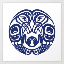 Double raven circle pacific northwest formline salish haida eagle moon Art Print