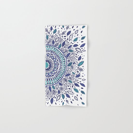 Indigo Flowered Mandala Hand & Bath Towel