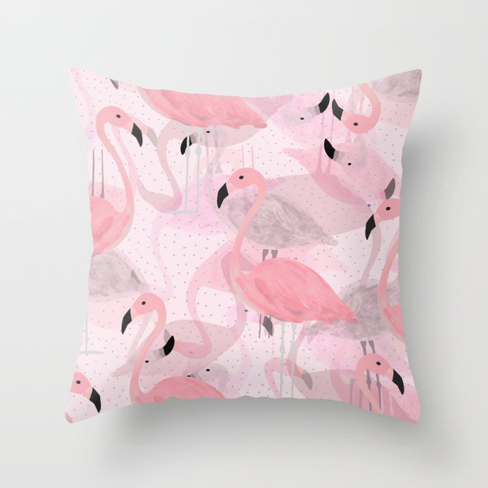 Flamingo Pattern Throw Pillow