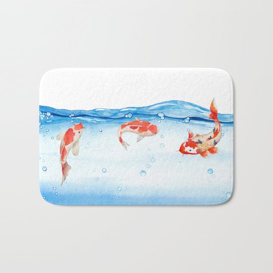 Happy koi fish- fishes sea water lake Bath Mat