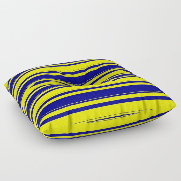 Yellow & Blue Colored Lined/Striped Pattern Floor Pillow