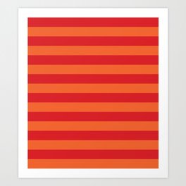 Red Orange Color Block Stripe Pattern Art Print