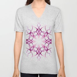 purple spread mandala pattern V Neck T Shirt