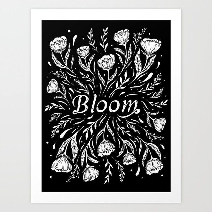 Bloom - Black and White Art Print