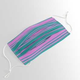 [ Thumbnail: Orchid and Dark Cyan Colored Stripes/Lines Pattern Face Mask ]