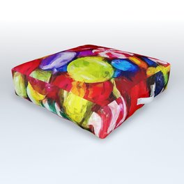 Festive penny arcade colorful candy - carnival hard candies portrait painting home and wall decor Outdoor Floor Cushion