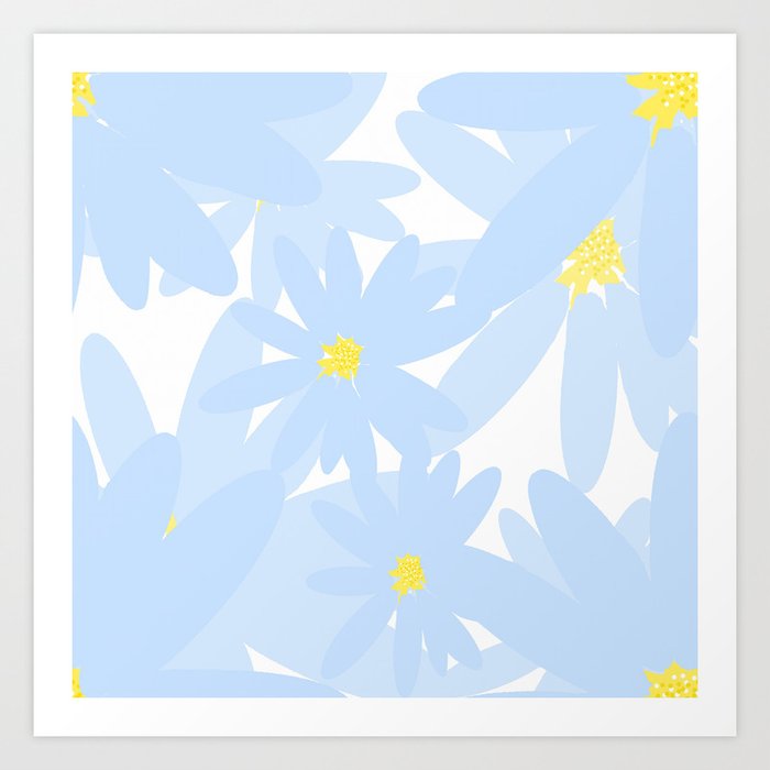 Baby Blue Daisy Flower Bouquet White Background #decor #society6 #buyart Art Print