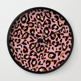 Pink leopard  Wall Clock