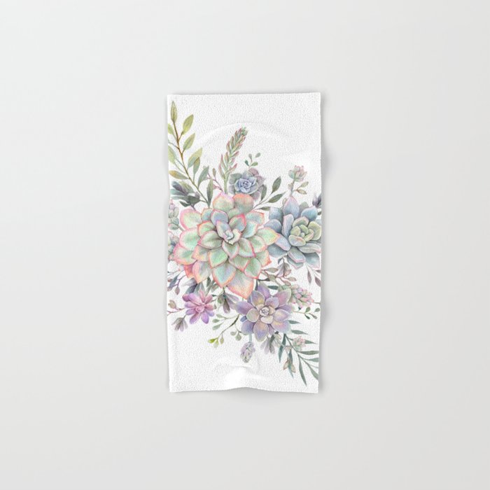 succulent watercolor 8 Hand & Bath Towel