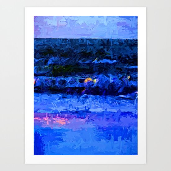 Wild Blue Sea under the Lavender Sky Art Print